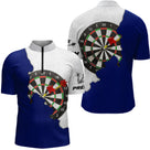 Polo Fléchettes Bleu Et Gris - Design 3D Cible - Polo Zippé Homme