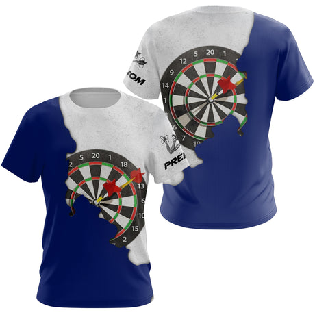 Polo Fléchettes Bleu Et Gris - Design 3D Cible - T-Shirt Femme
