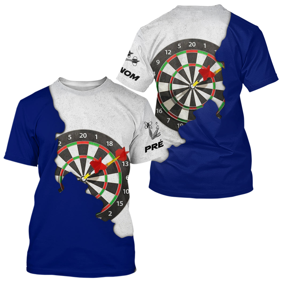 Polo Fléchettes Bleu Et Gris - Design 3D Cible - T-Shirt Homme