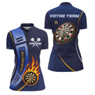 Polo Fléchettes Bleu Marine - Design Flamme Personnalisé - Polo Zippé Femme