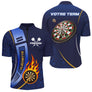 Polo Fléchettes Bleu Marine - Design Flamme Personnalisé - Polo Zippé Homme