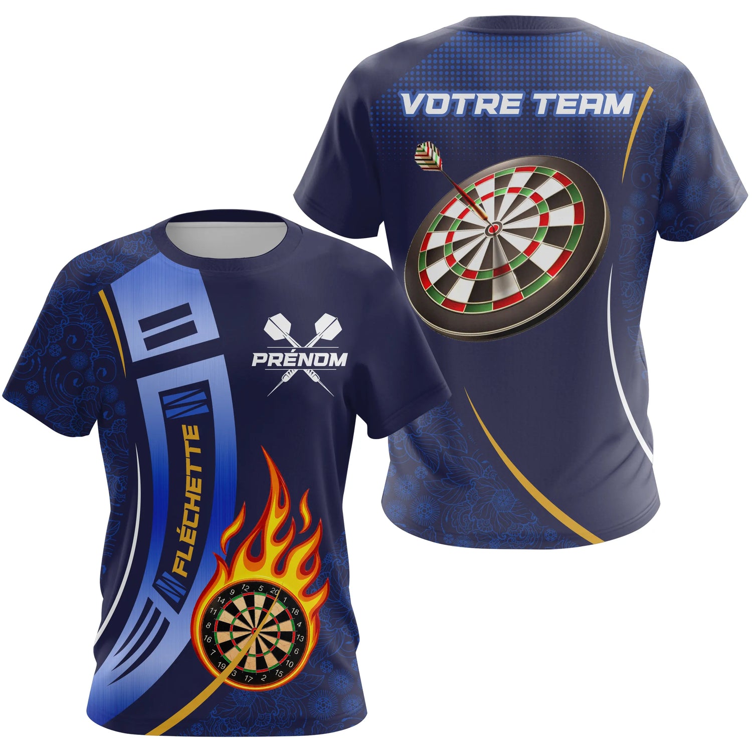 Polo Fléchettes Bleu Marine - Design Flamme Personnalisé - T-Shirt Femme