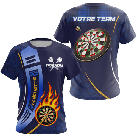 Polo Fléchettes Bleu Marine - Design Flamme Personnalisé - T-Shirt Femme