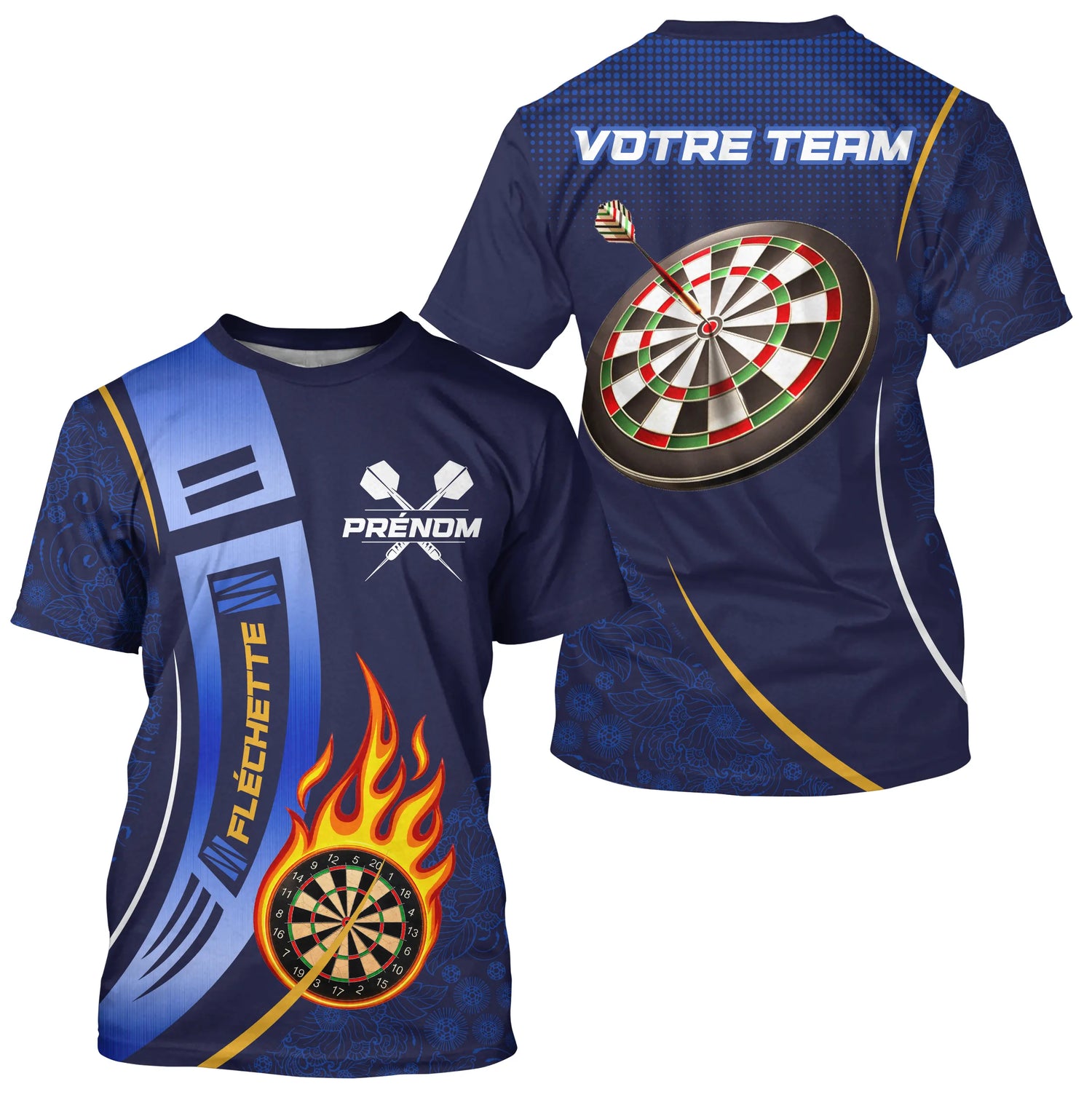 Polo Fléchettes Bleu Marine - Design Flamme Personnalisé - T-Shirt Homme