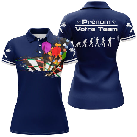 Polo Fléchettes Bleu Marine – Design Multicolores Évolution - Polo Femme