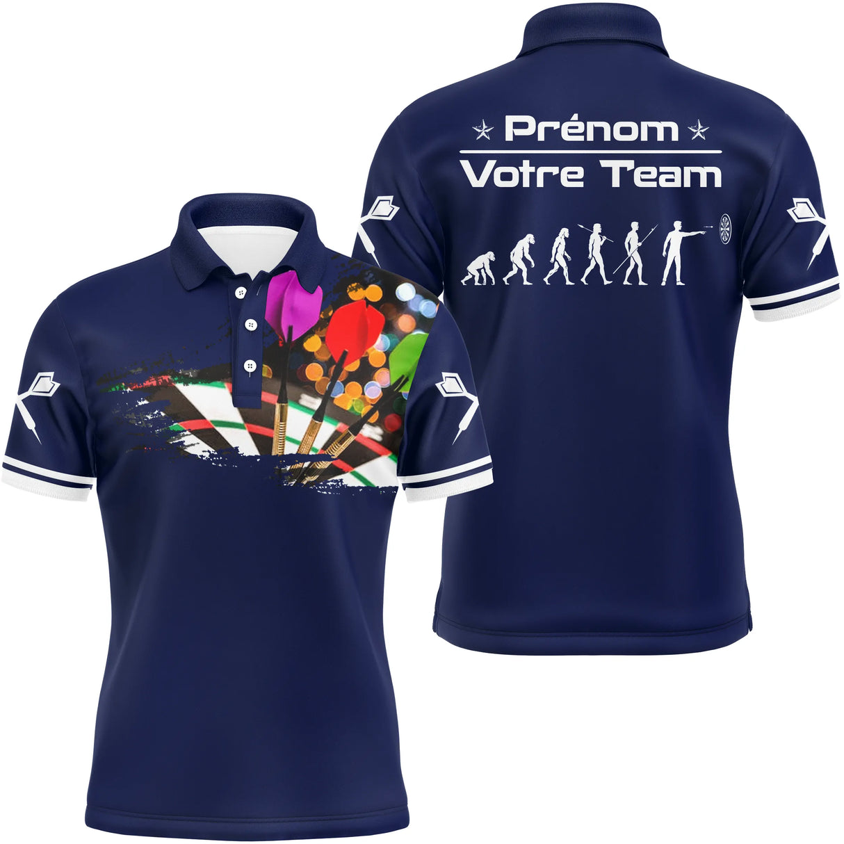 Polo Fléchettes Bleu Marine – Design Multicolores Évolution - Polo Homme