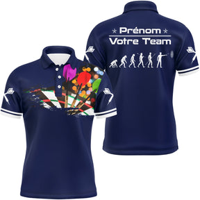 Polo Fléchettes Bleu Marine – Design Multicolores Évolution - Polo Homme