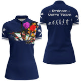Polo Fléchettes Bleu Marine – Design Multicolores Évolution - Polo Zippé Femme