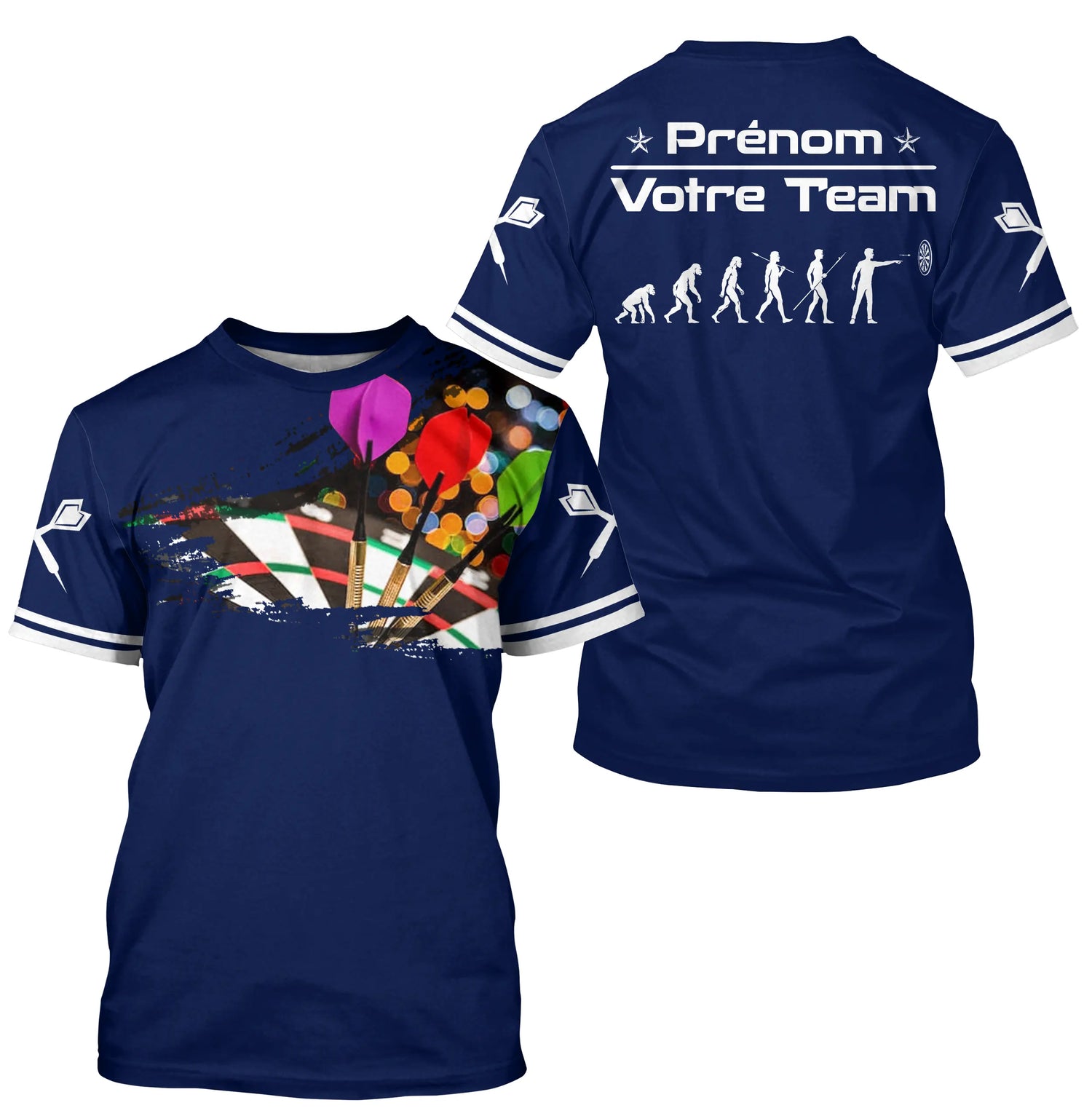 Polo Fléchettes Bleu Marine – Design Multicolores Évolution - T-Shirt Homme
