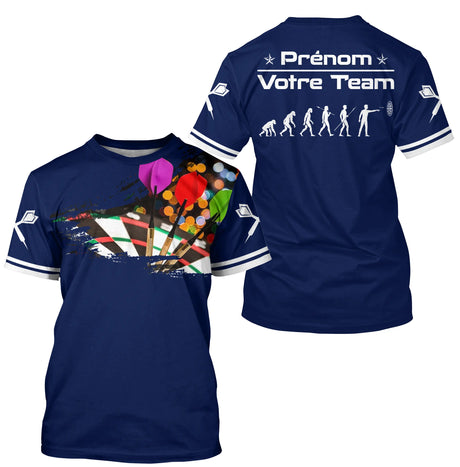 Polo Fléchettes Bleu Marine – Design Multicolores Évolution - T-Shirt Homme