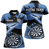 Polo Fléchettes Bleu Noir - Effet Pinceau Personnalisé - Polo Femme