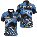 Polo Fléchettes Bleu Noir - Effet Pinceau Personnalisé - Polo Homme