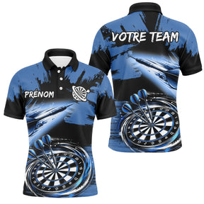 Polo Fléchettes Bleu Noir - Effet Pinceau Personnalisé - Polo Homme