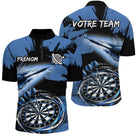 Polo Fléchettes Bleu Noir - Effet Pinceau Personnalisé - Polo Zippé Homme