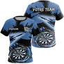 Polo Fléchettes Bleu Noir - Effet Pinceau Personnalisé - T-Shirt Femme