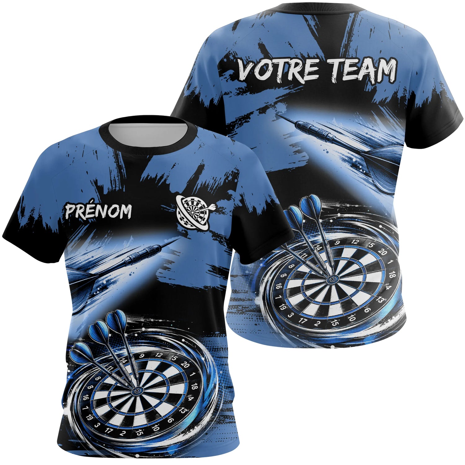 Polo Fléchettes Bleu Noir - Effet Pinceau Personnalisé - T-Shirt Femme