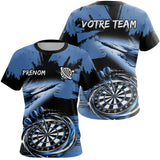 Polo Fléchettes Bleu Noir - Effet Pinceau Personnalisé - T-Shirt Femme