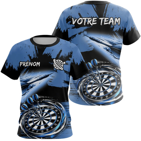 Polo Fléchettes Bleu Noir - Effet Pinceau Personnalisé - T-Shirt Femme