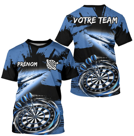 Polo Fléchettes Bleu Noir - Effet Pinceau Personnalisé - T-Shirt Homme