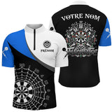 Polo Fléchettes Bleu & Noir – Style Crâne & Cible - Polo Zippé Homme