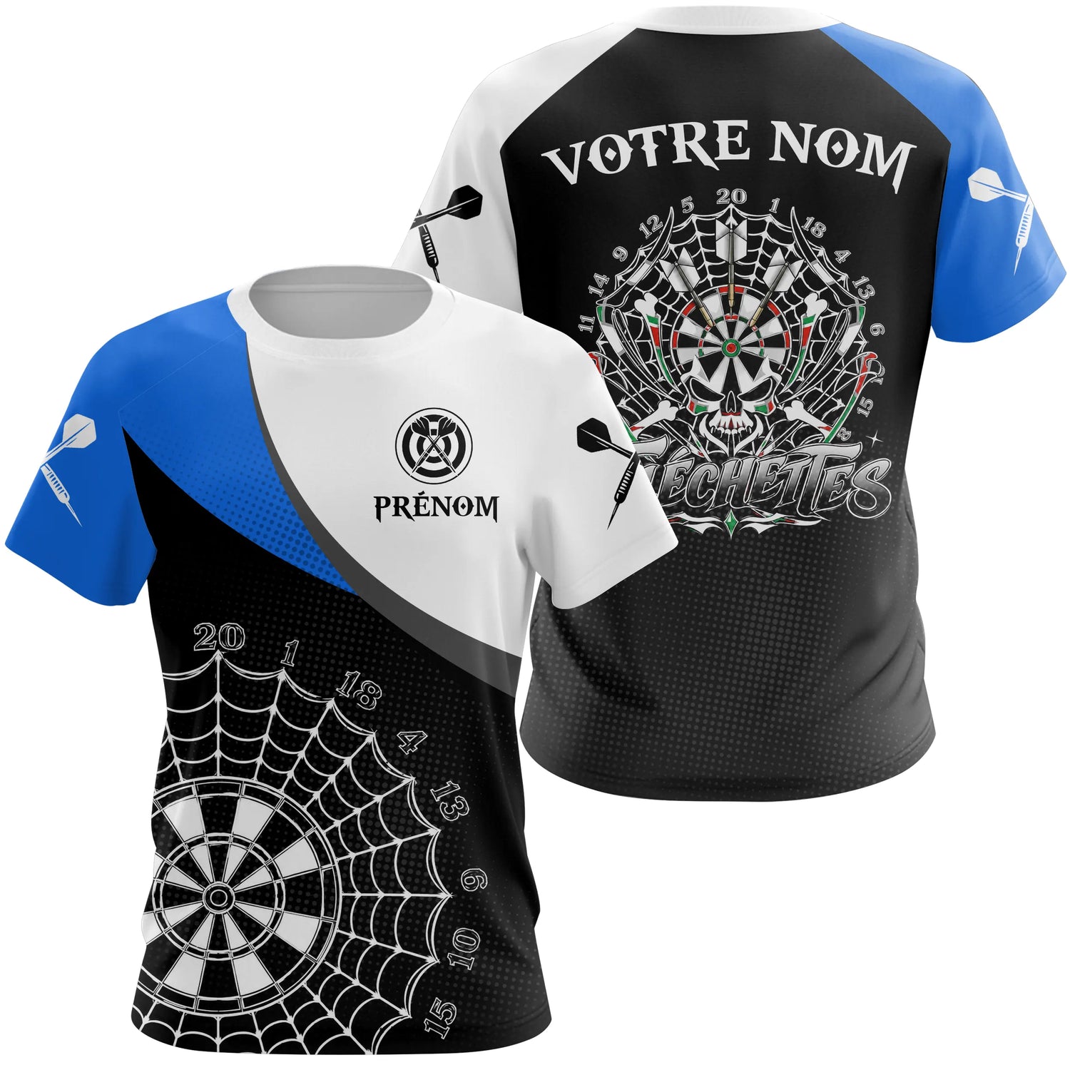 Polo Fléchettes Bleu & Noir – Style Crâne & Cible - T-Shirt Femme