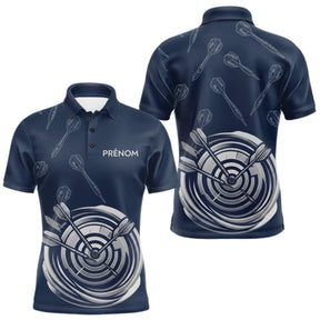 Polo Fléchettes Bleu Nuit - Cible 3D Personnalisé Avec Prénom - Polo Homme