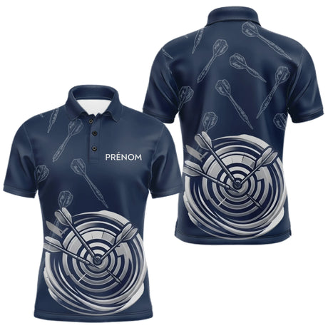 Polo Fléchettes Bleu Nuit - Cible 3D Personnalisé Avec Prénom - Polo Homme