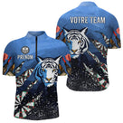 Polo Fléchettes Bleu Océan - Style Tigre Personnalisé - Polo Zippé Homme