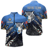 Polo Fléchettes Bleu Océan - Style Tigre Personnalisé - Polo Zippé Homme