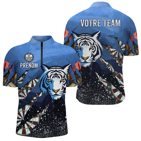 Polo Fléchettes Bleu Océan - Style Tigre Personnalisé - Polo Zippé Homme