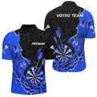 Polo Fléchettes Bleu Personnalisé - Design Flammes Performance - Polo Zippé Homme