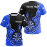Polo Fléchettes Bleu Personnalisé - Design Flammes Performance - T-Shirt Femme