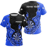 Polo Fléchettes Bleu Personnalisé - Design Flammes Performance - T-Shirt Femme