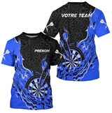 Polo Fléchettes Bleu Personnalisé - Design Flammes Performance - T-Shirt Homme