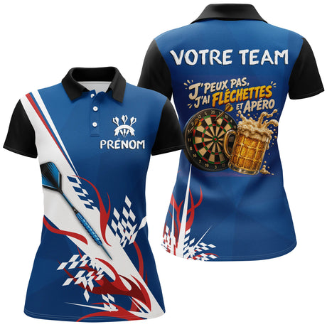Polo Fléchettes Bleu Personnalisé – Style Tricolore Français - Polo Femme