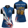 Polo Fléchettes Bleu Personnalisé – Style Tricolore Français - Polo Zippé Femme