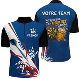 Polo Fléchettes Bleu Personnalisé – Style Tricolore Français - Polo Zippé Homme