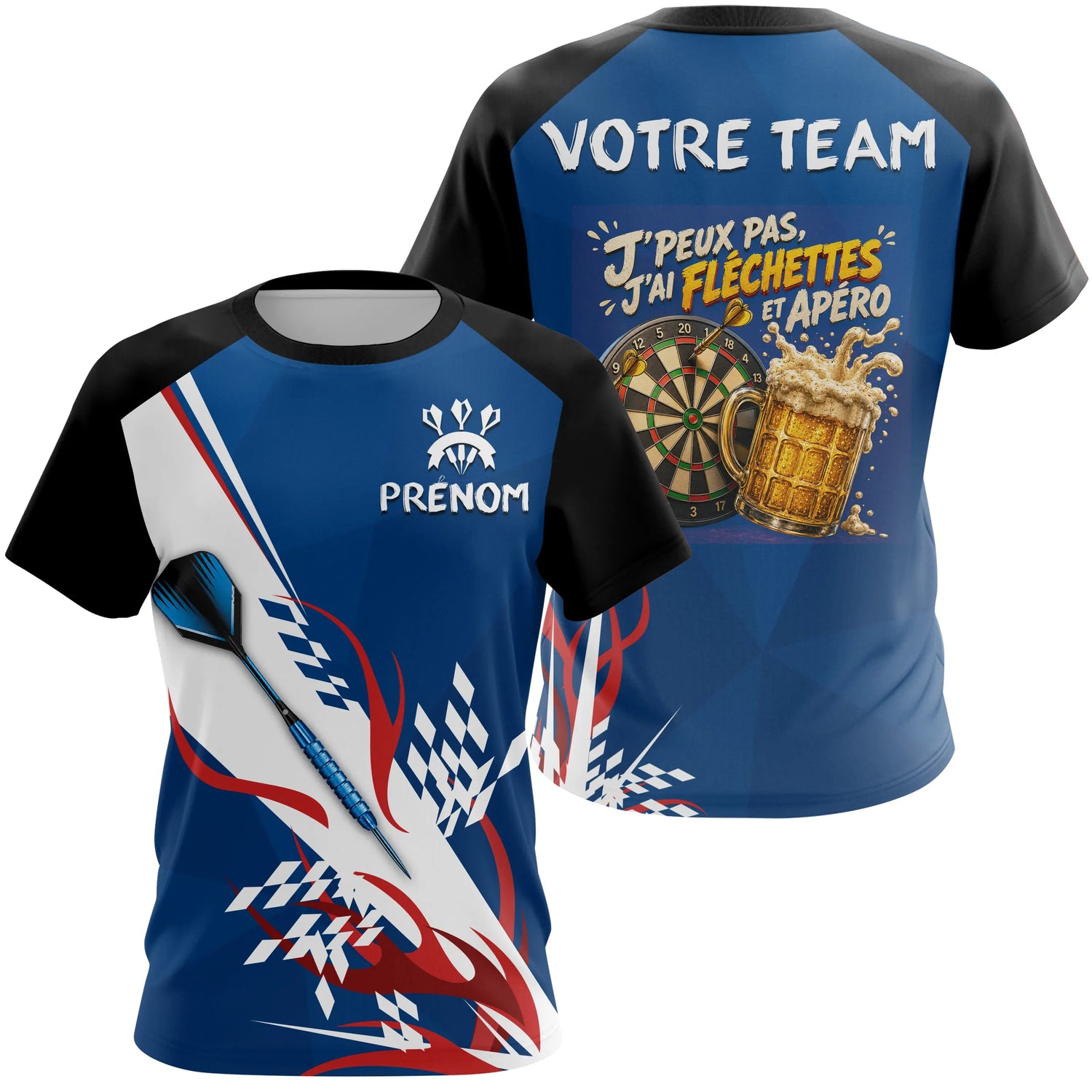 Polo Fléchettes Bleu Personnalisé – Style Tricolore Français - T-Shirt Femme