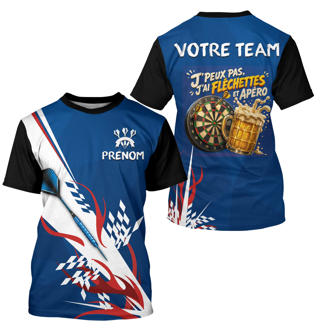 Polo Fléchettes Bleu Personnalisé – Style Tricolore Français - T-Shirt Homme