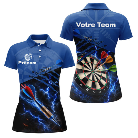 Polo Fléchettes Bleu Électrique - Style Foudre Premium - Polo Femme