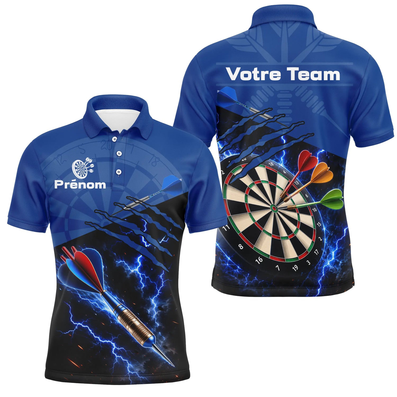 Polo Fléchettes Bleu Électrique - Style Foudre Premium - Polo Homme