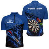 Polo Fléchettes Bleu Électrique - Style Foudre Premium - Polo Zippé Homme