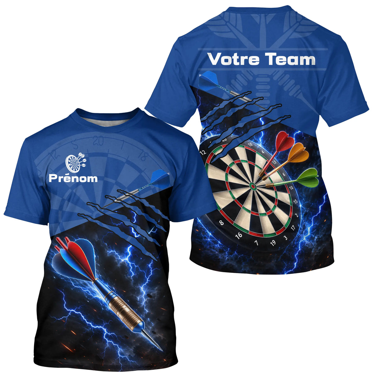Polo Fléchettes Bleu Électrique - Style Foudre Premium - T-Shirt Homme