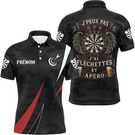 Polo Fléchettes Camo Noir Personnalisé – J'peux Pas Apéro - Polo Homme