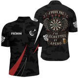 Polo Fléchettes Camo Noir Personnalisé – J'peux Pas Apéro - Polo Zippé Homme