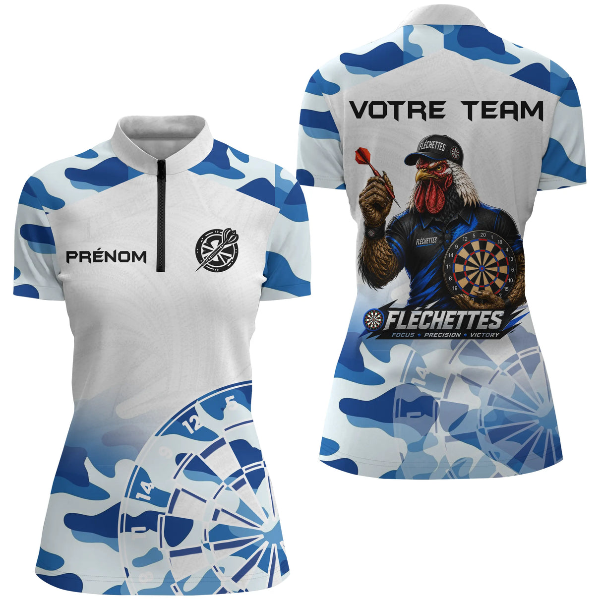 Polo Fléchettes Camouflage – Coq & Cible Champion - Polo Zippé Femme