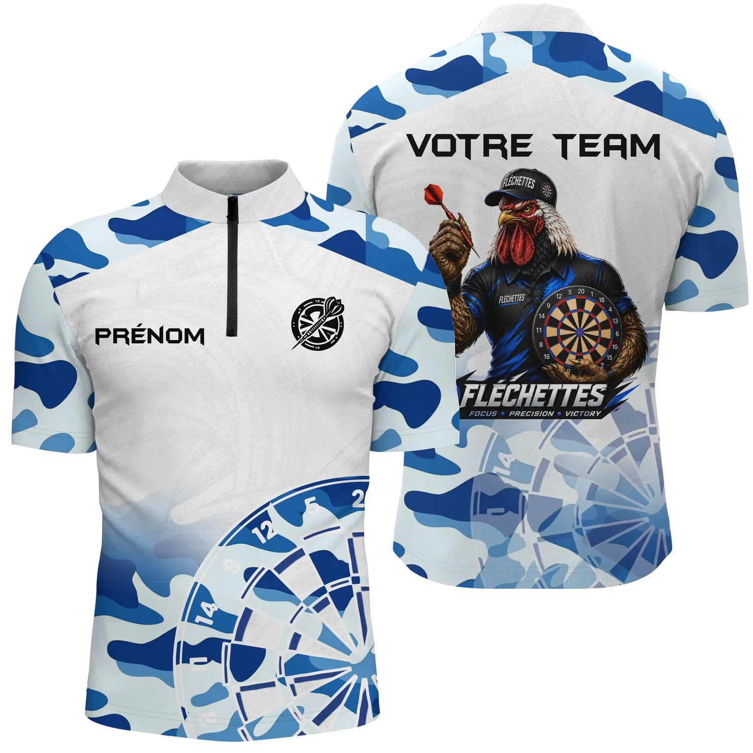 Polo Fléchettes Camouflage – Coq & Cible Champion - Polo Zippé Homme