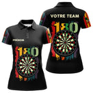 Polo Fléchettes Championnats - Retro 180 Noir Personnalisé - Polo Femme