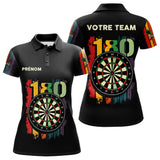 Polo Fléchettes Championnats - Retro 180 Noir Personnalisé - Polo Femme