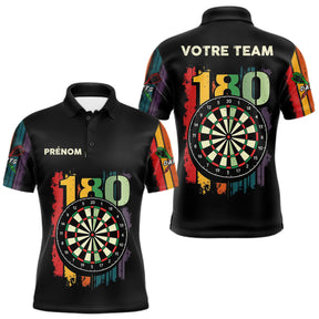 Polo Fléchettes Championnats - Retro 180 Noir Personnalisé - Polo Homme